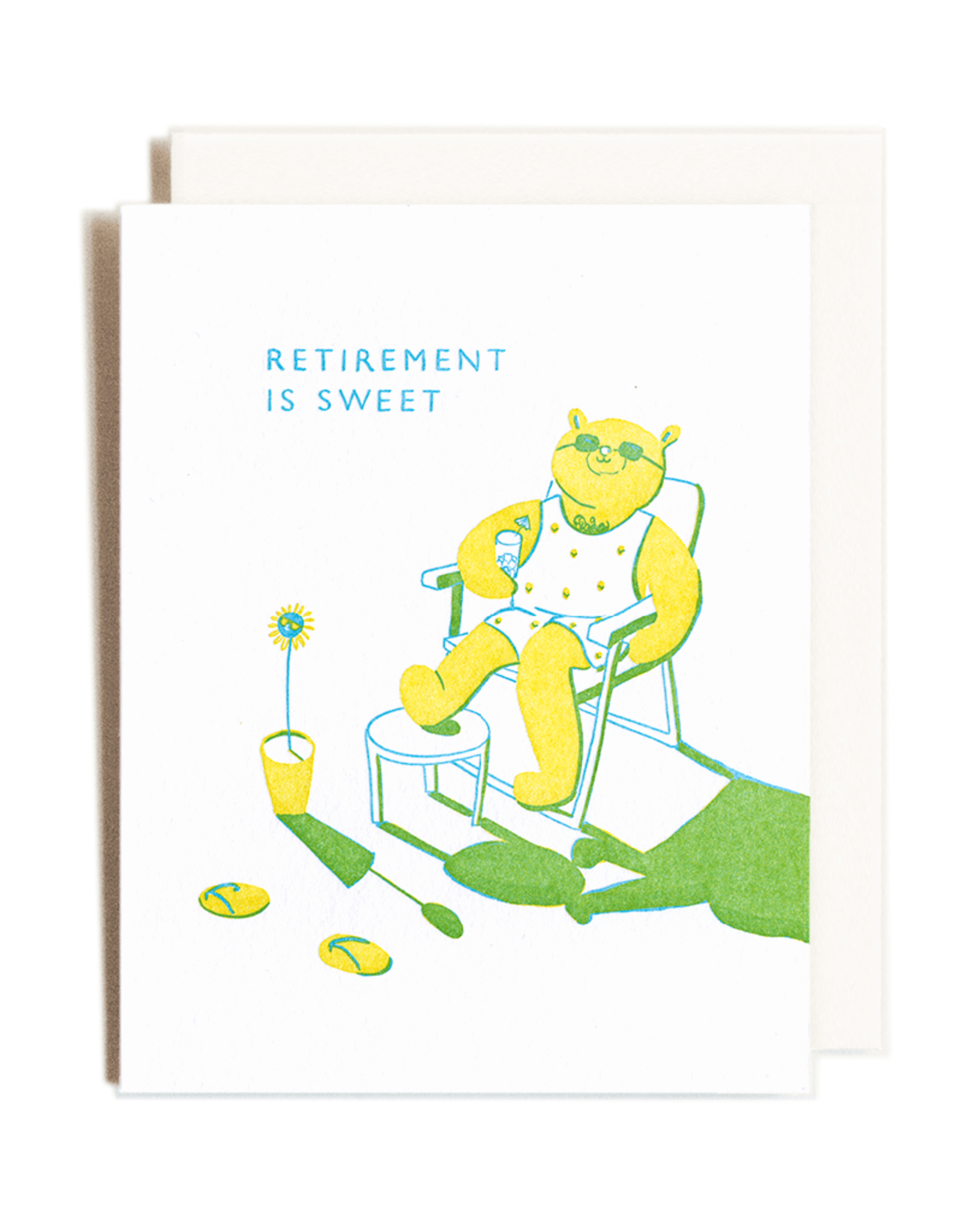 Retirement Bear Letterpress Card