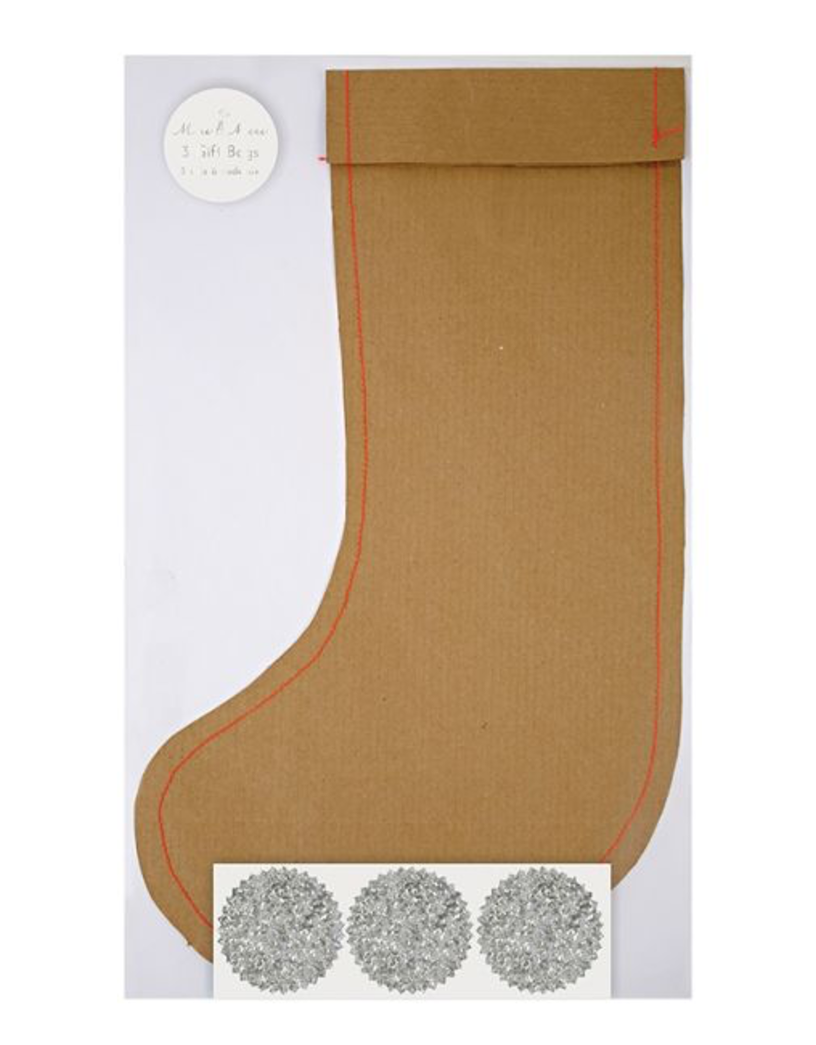 Kraft Stocking Gift Bag Set 3 Large