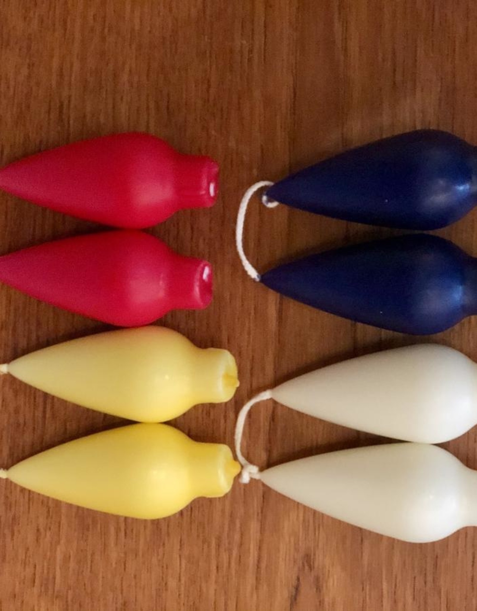 Danish Drop Candles 4" Pair, Red