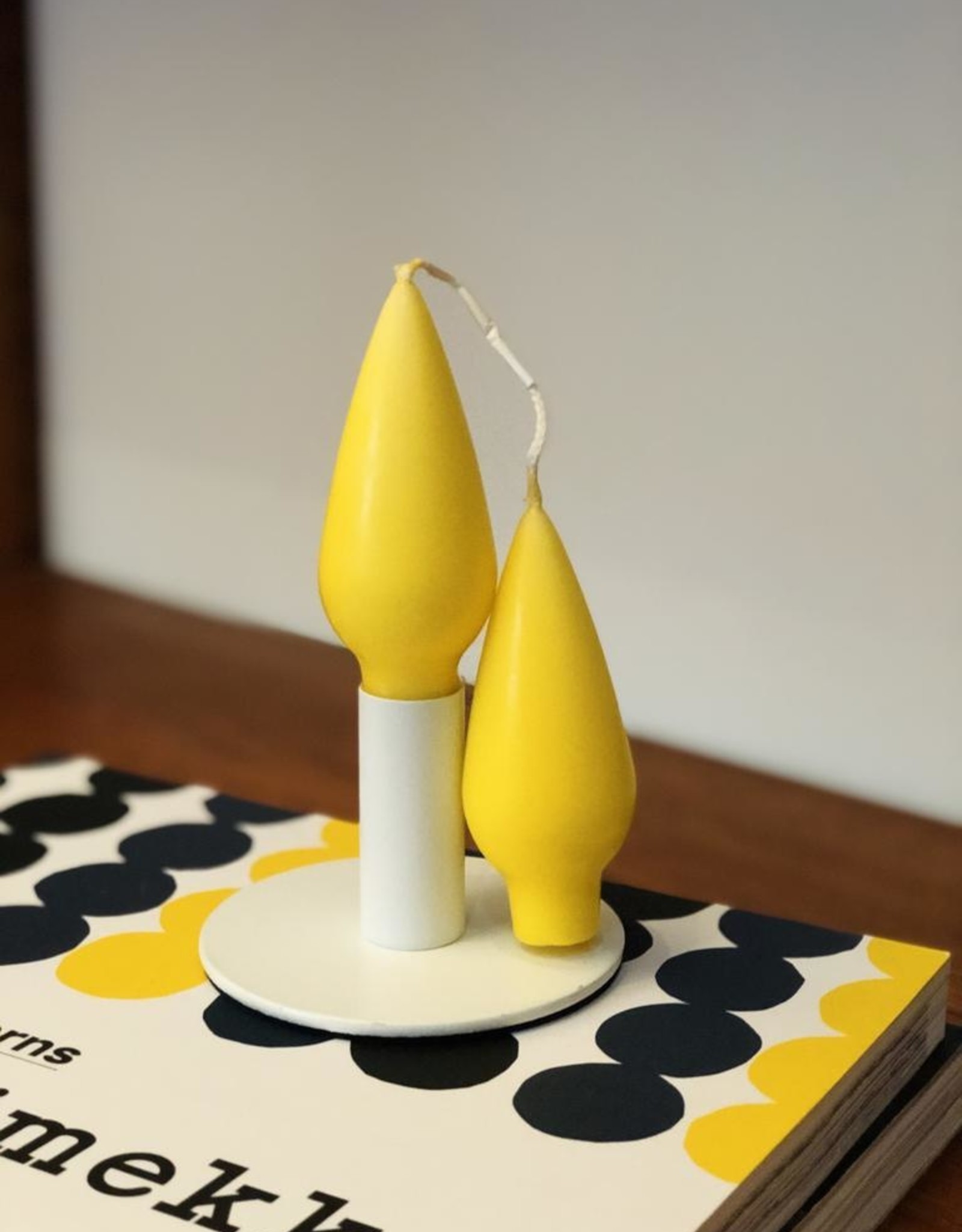 Danish Drop Candles 4" Pair, Yellow