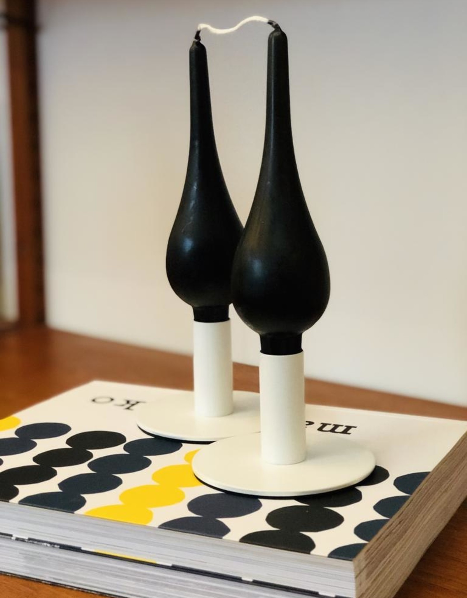 Danish Drop Candles 7" Pair, Black