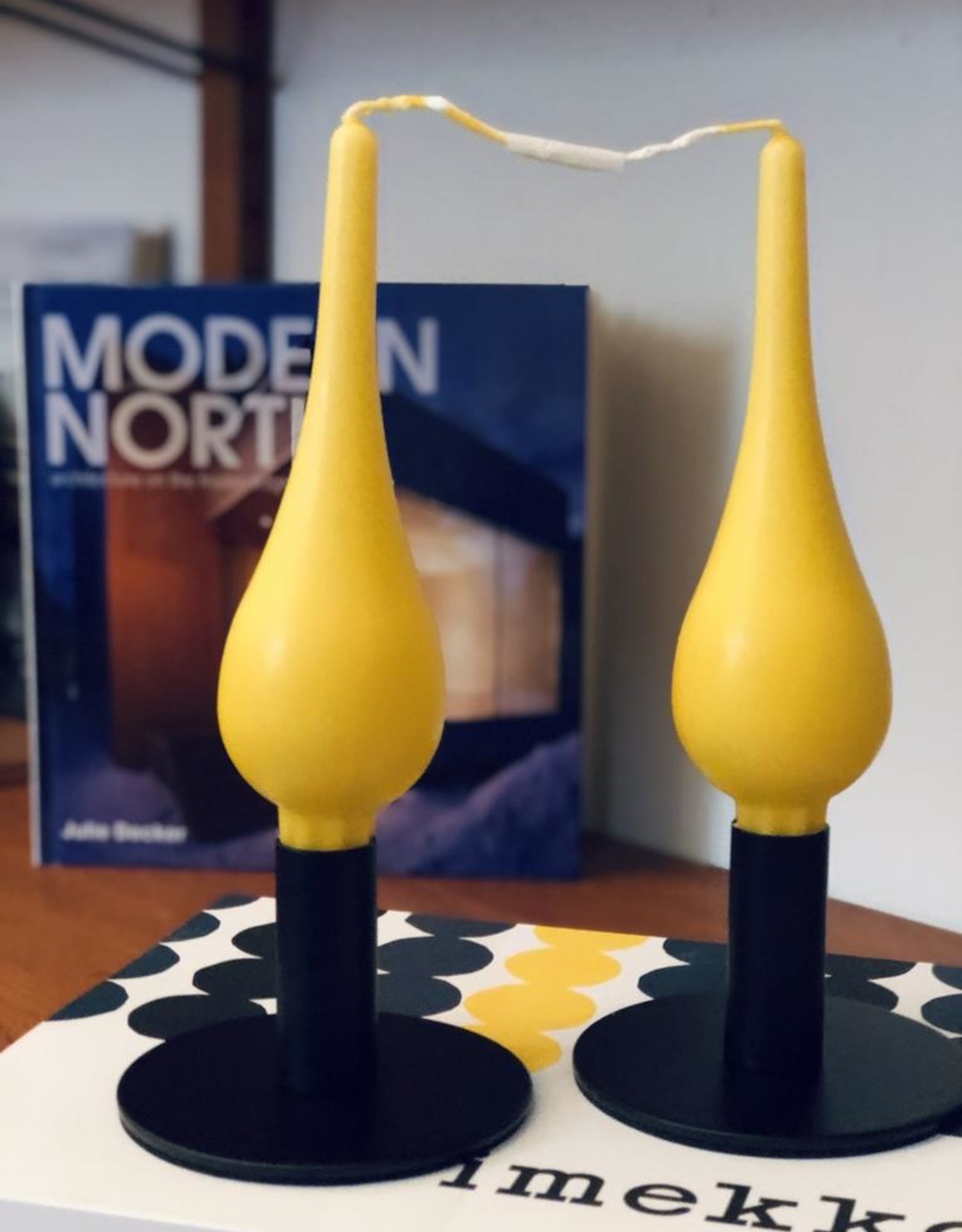 Danish Drop Candles 7" Pair, Yellow