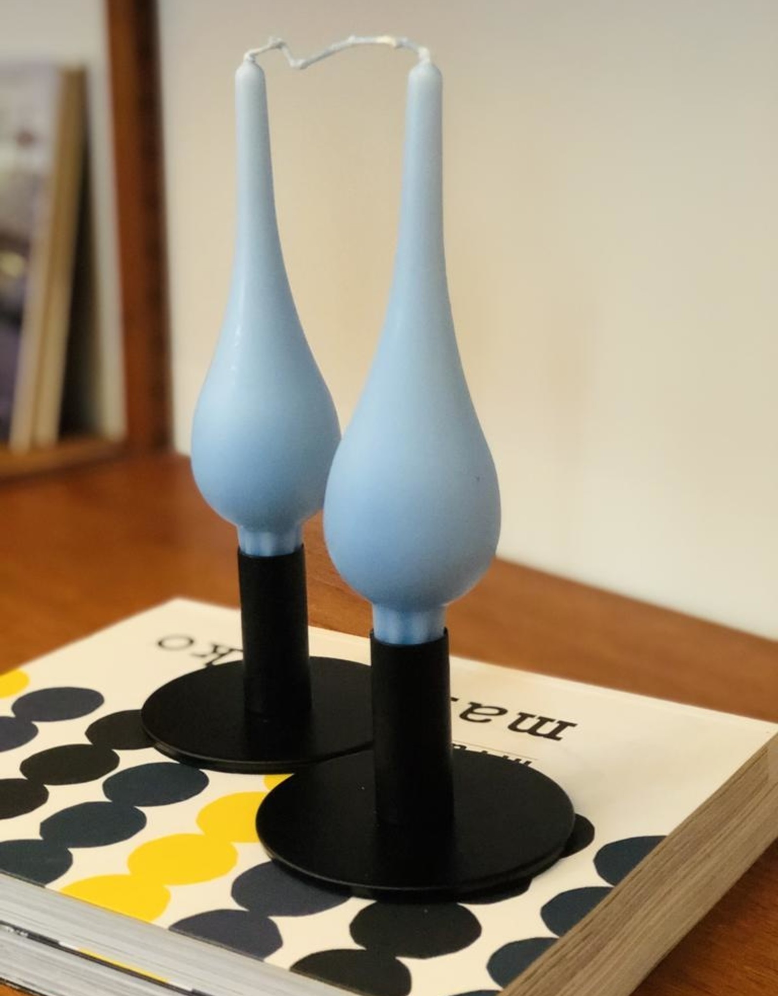 Danish Drop Candles 7" Pair, Ice Blue