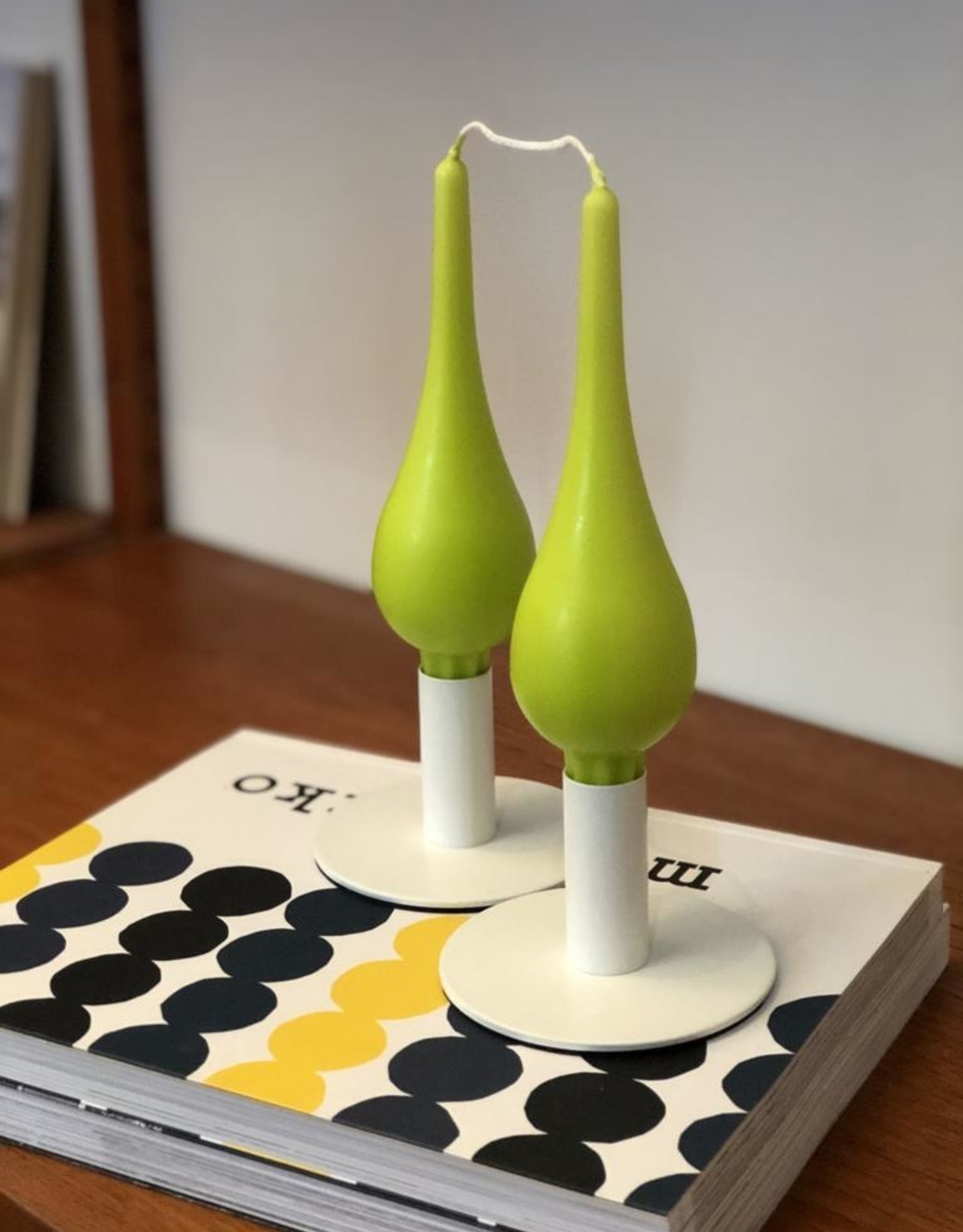 Danish Drop Candles 7" Pair, Kiwi