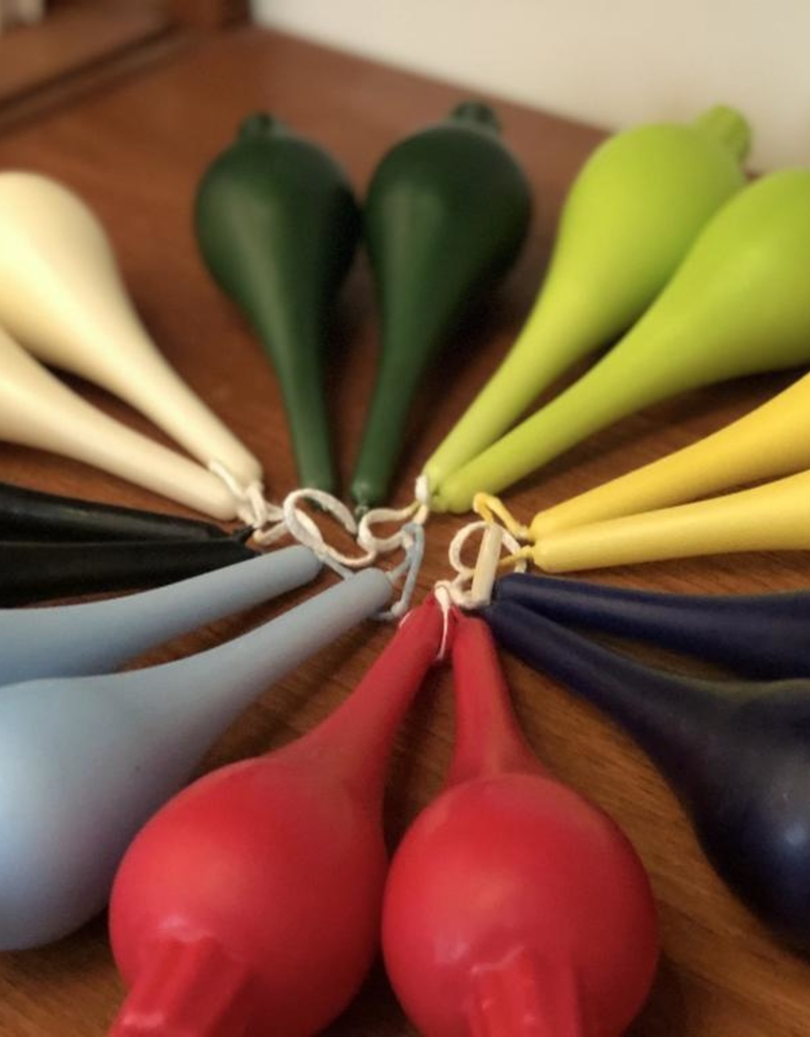 Danish Drop Candles 7" Pair, Kiwi