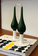 Danish Drop Candles 7" Pair, Dark Green