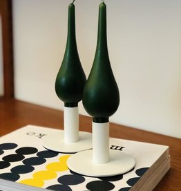 Danish Drop Candles 7" Pair, Dark Green