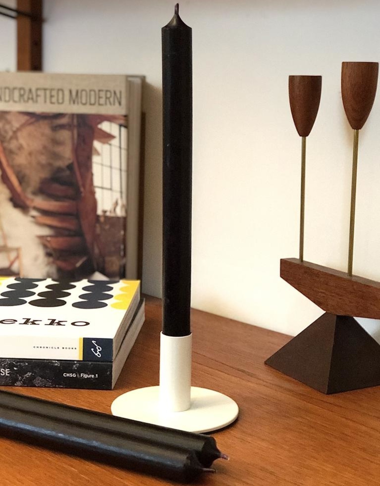 Modern Metal Candle Holder, White
