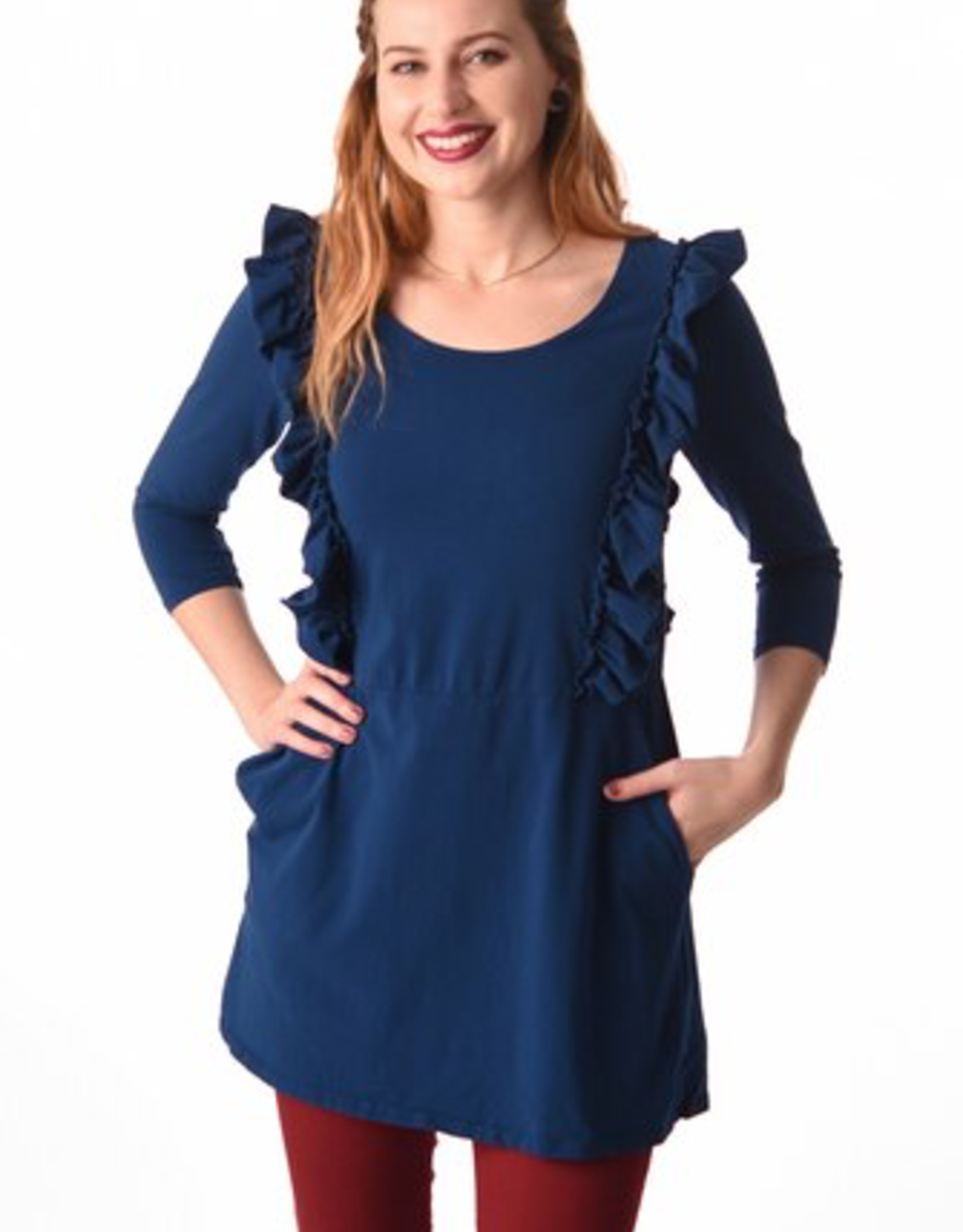 Ruffle Tunic Dress Navy