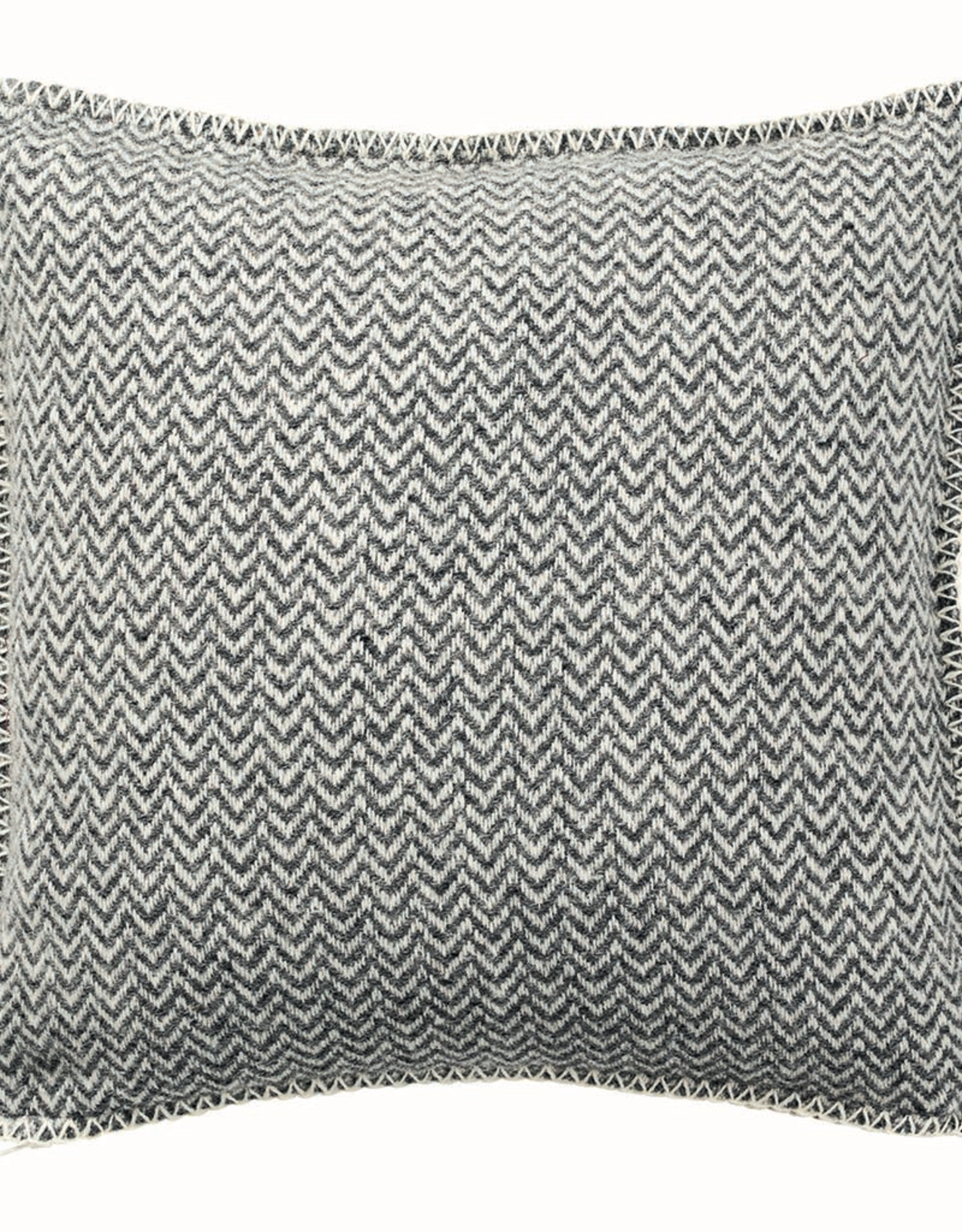Chevron Lambswool Cushion Grey 18x18"