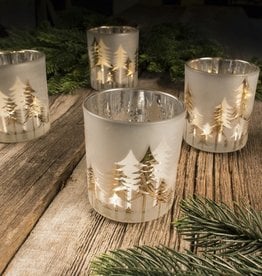 Frosted Forest Candle Holders, Set/4