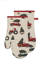 Vintage Christmas Oven Mitts, Set/2
