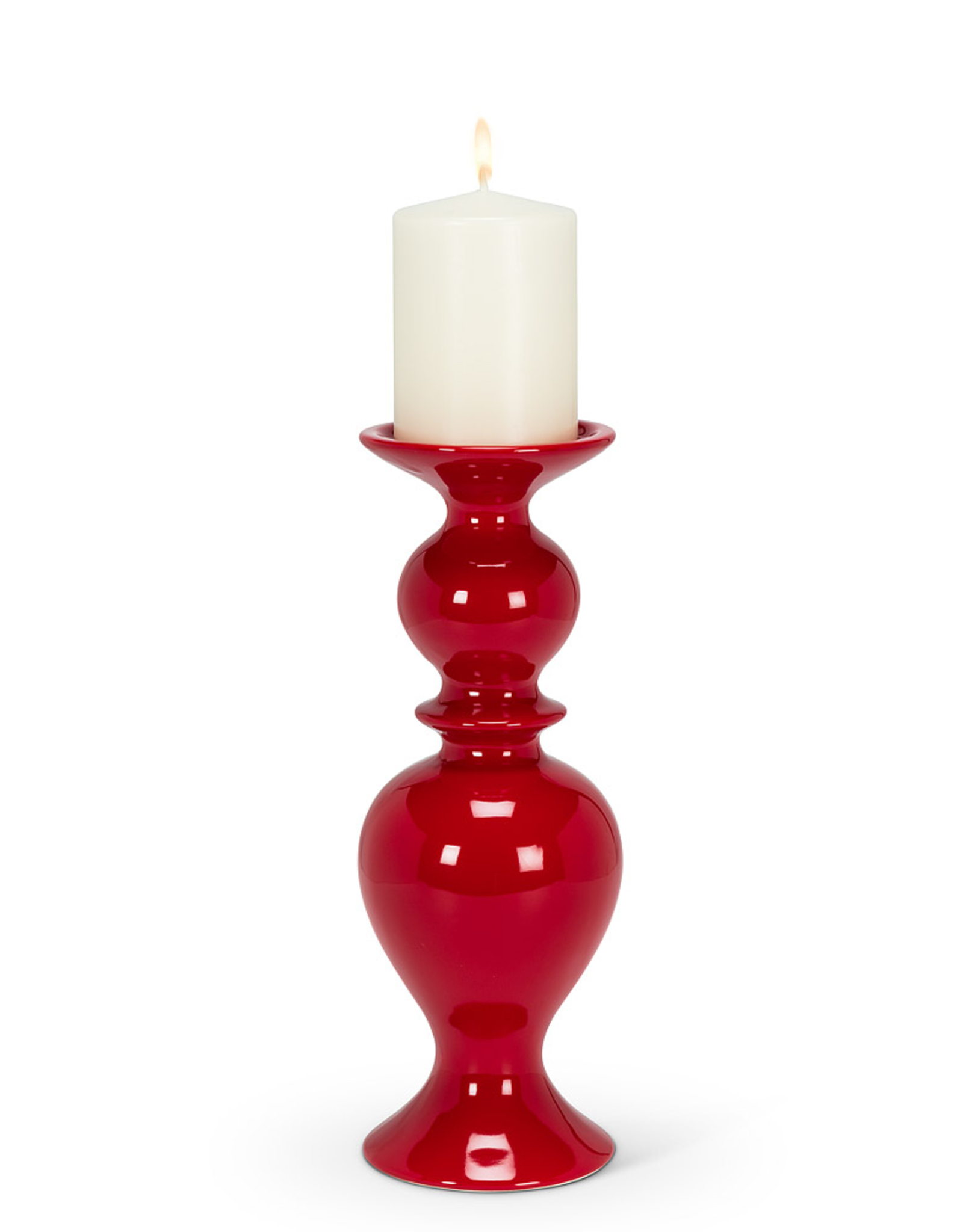Shapely Red Pillar Holder, Medium