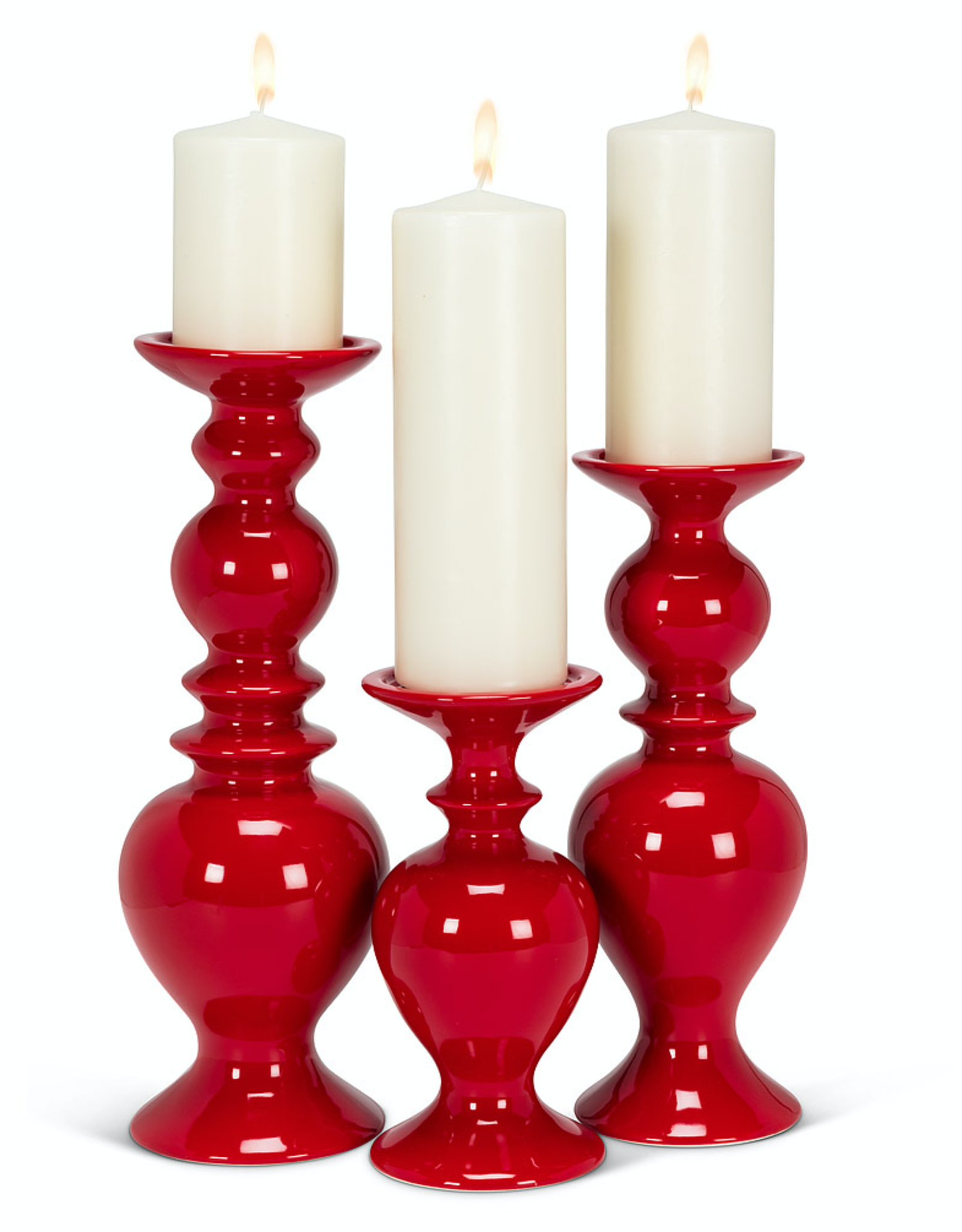 Shapely Red Pillar Holder, Medium