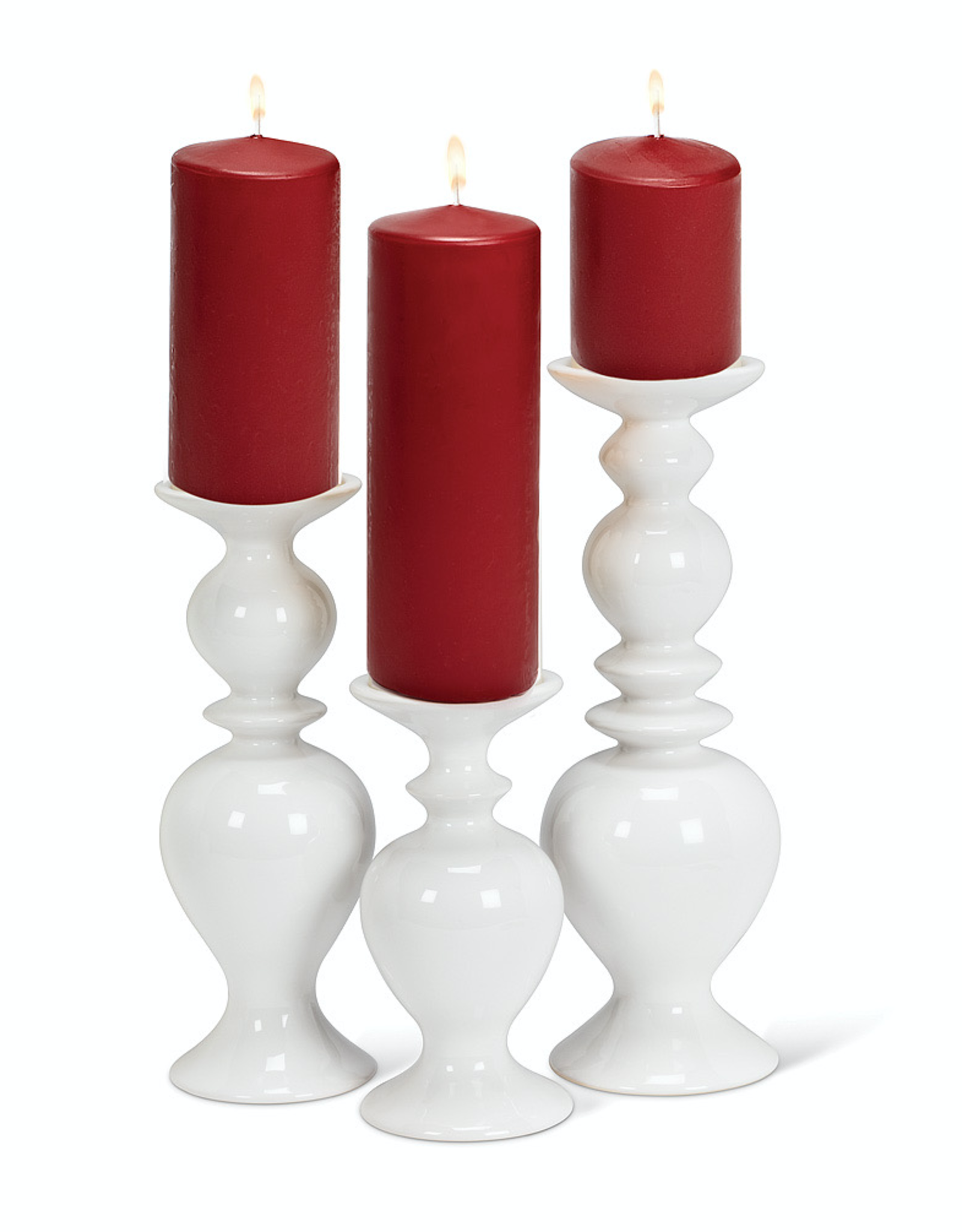 Shapely White Pillar Holder, Small