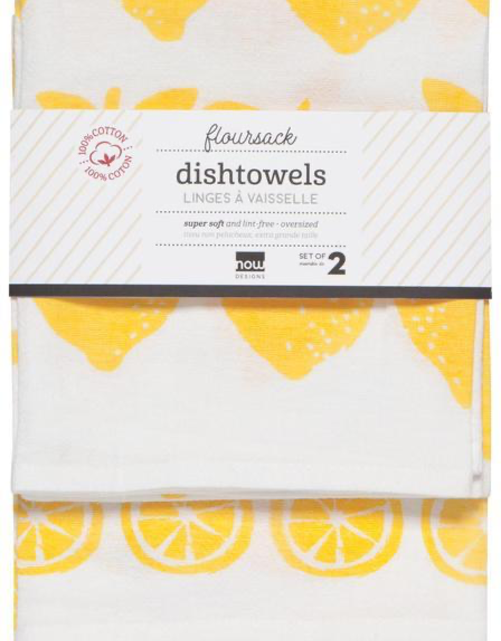 Lemon Floursack Dishtowels, Set/2