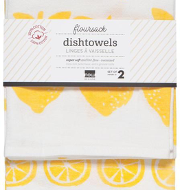 Lemon Floursack Dishtowels, Set/2