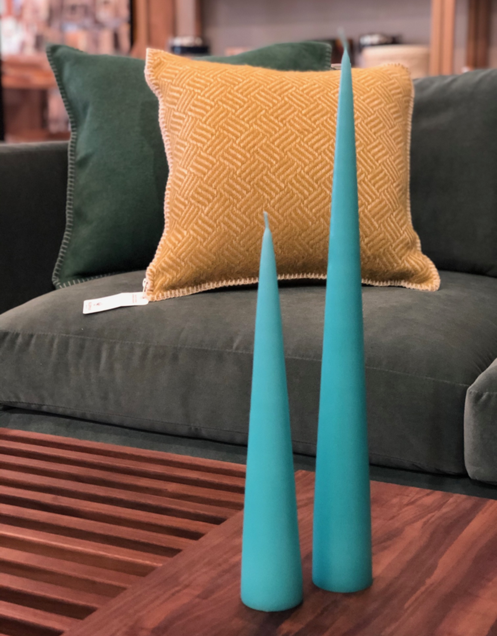 Cone Candle Light Turquoise Medium