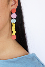Long Squiggle Earrings Recycled Leather