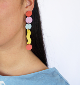 Long Squiggle Earrings Recycled Leather