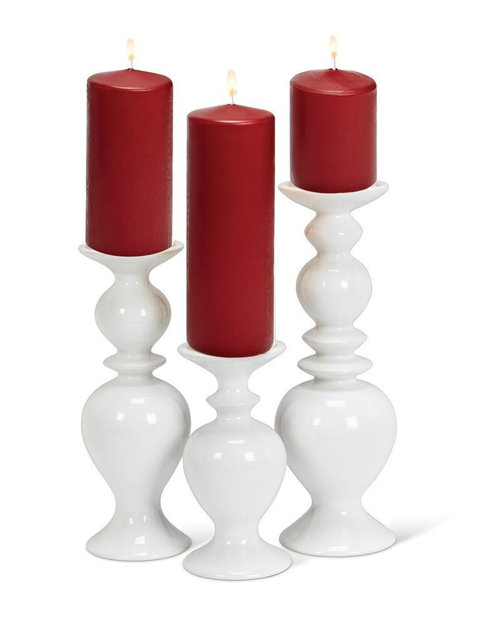 Shapely White Pillar Holder, Medium