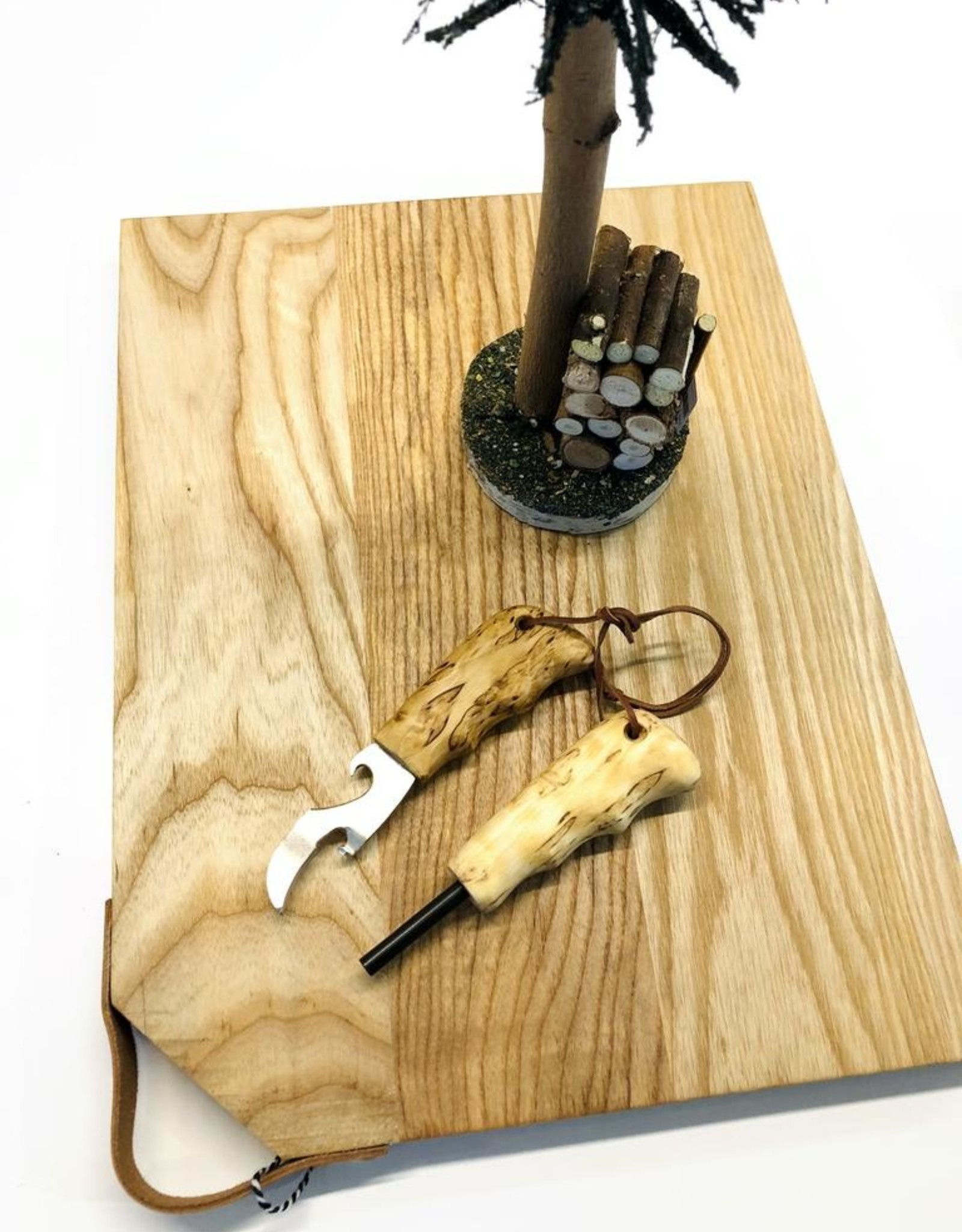 Survival Kit - Flint & Can/Bottle Opener Curly Birch