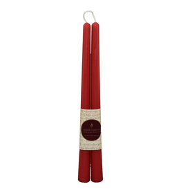 12" Beeswax Taper Pair-Red