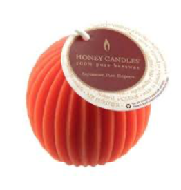 Fluted Beeswax Sphere - Tangerine