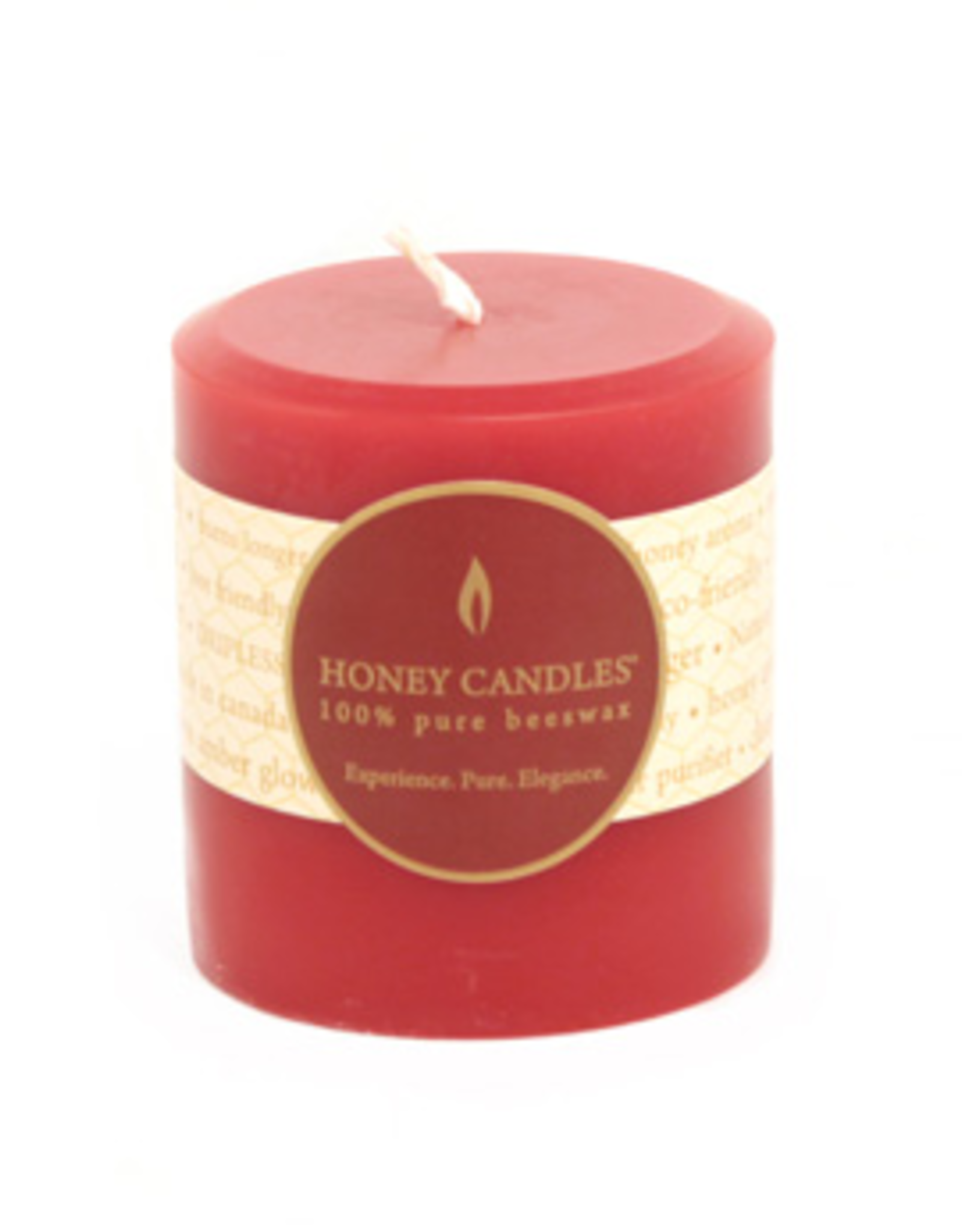 3" Round Beeswax Pillar - Red