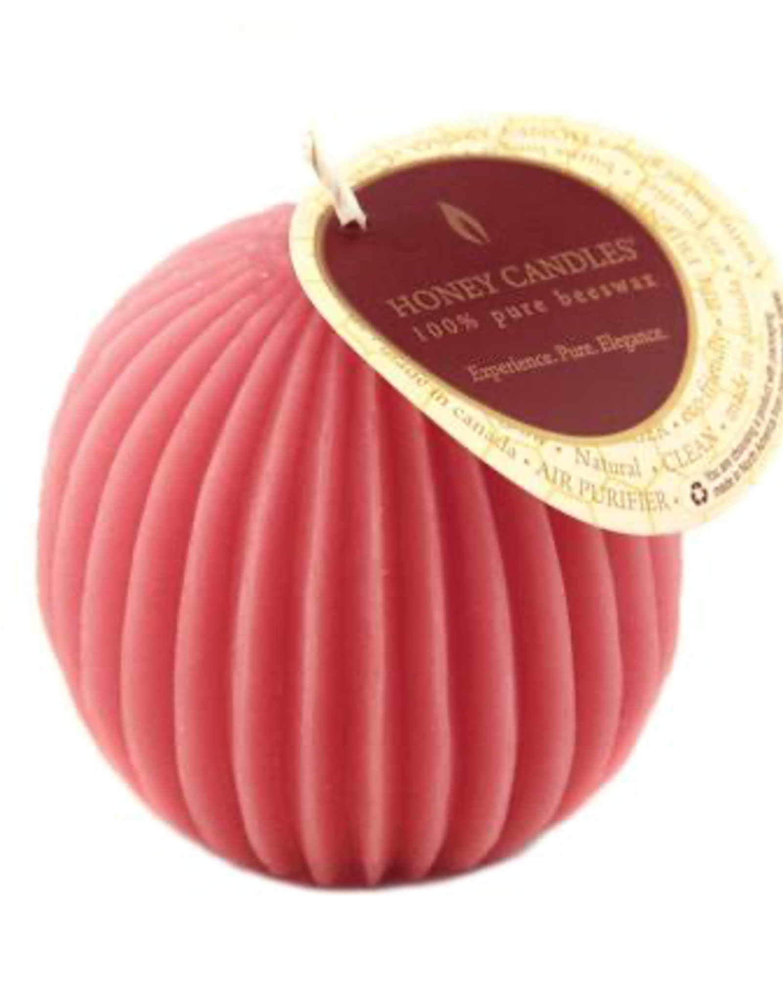 Fluted Beeswax Sphere - Paris Pink