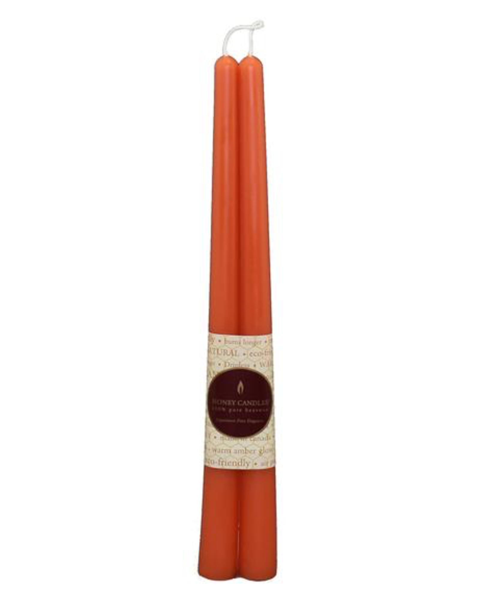 12" Beeswax Taper Pair-Tangerine