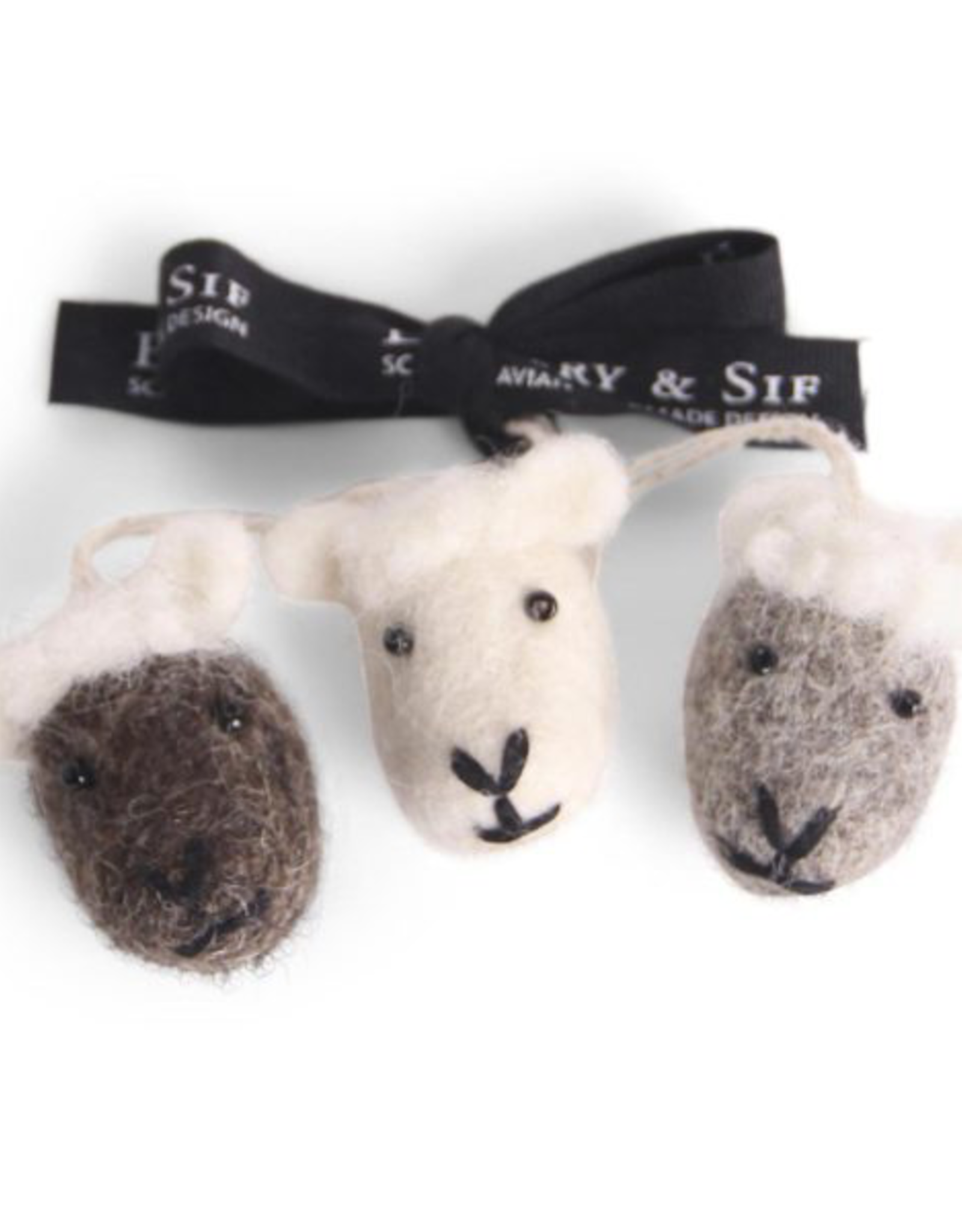 Sheep Face Ornaments - Fair Trade Set/3