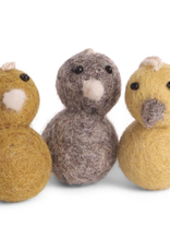 Hanging Ornaments, Felted Mini Chickens Set/3 Fair Trade
