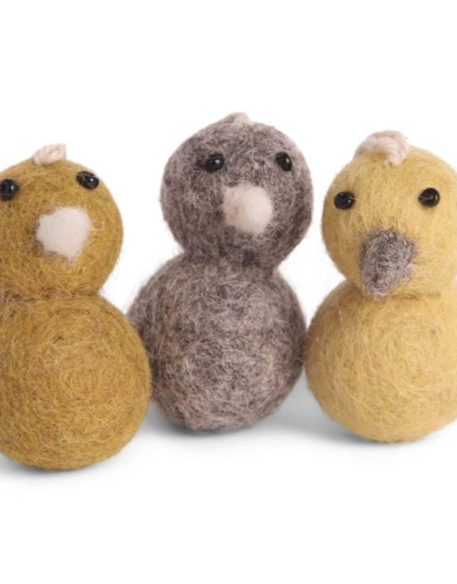 Hanging Ornaments, Felted Mini Chickens Set/3 Fair Trade
