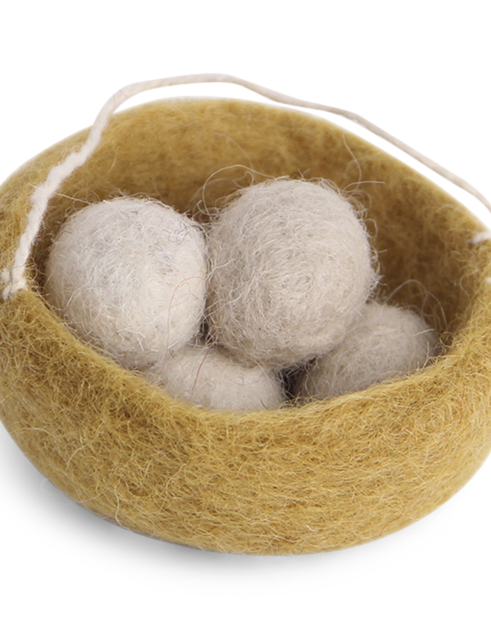 Felted Nest Hanging Ornament, Grey - Fair Trade