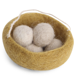 Felted Nest Hanging Ornament, Grey - Fair Trade