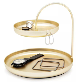 Poise Two Tiered Tray Brass
