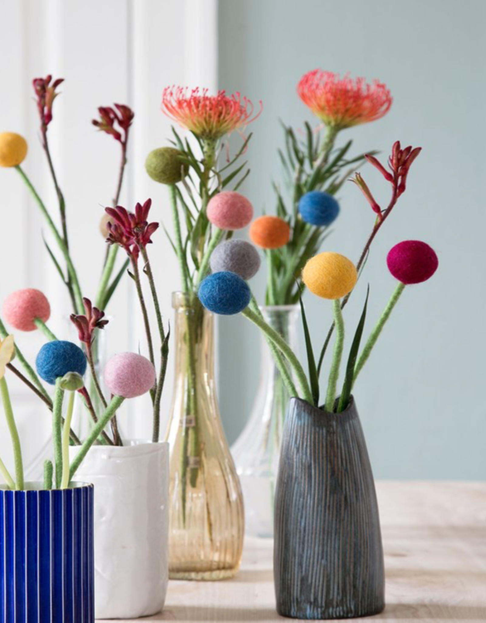 Felt Ball Flower Blue - Large