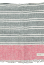 Irish Linen Scarf, Grey & Fuchsia Stripe