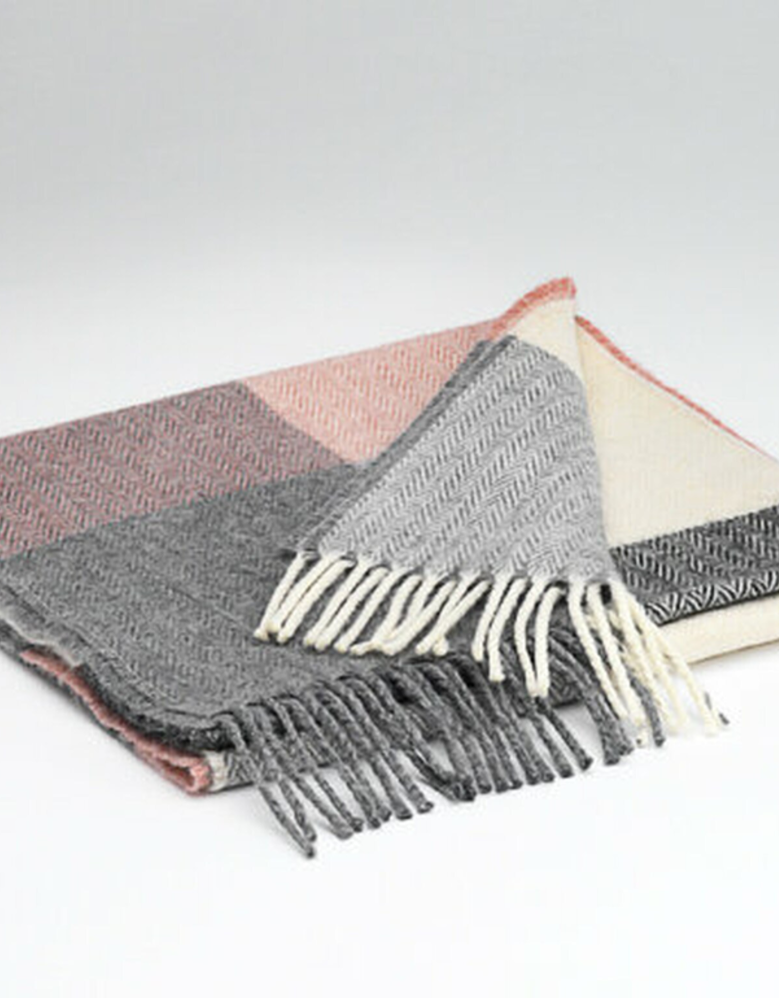 Irish Lambswool Scarf, Rose & Grey