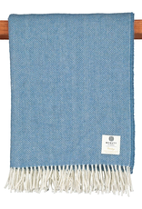 Irish Heritage Wool Blanket, Sky Blue