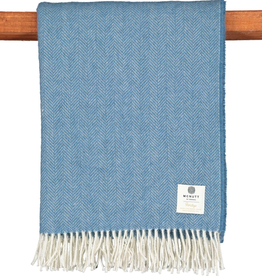 Irish Heritage Wool Blanket, Sky Blue
