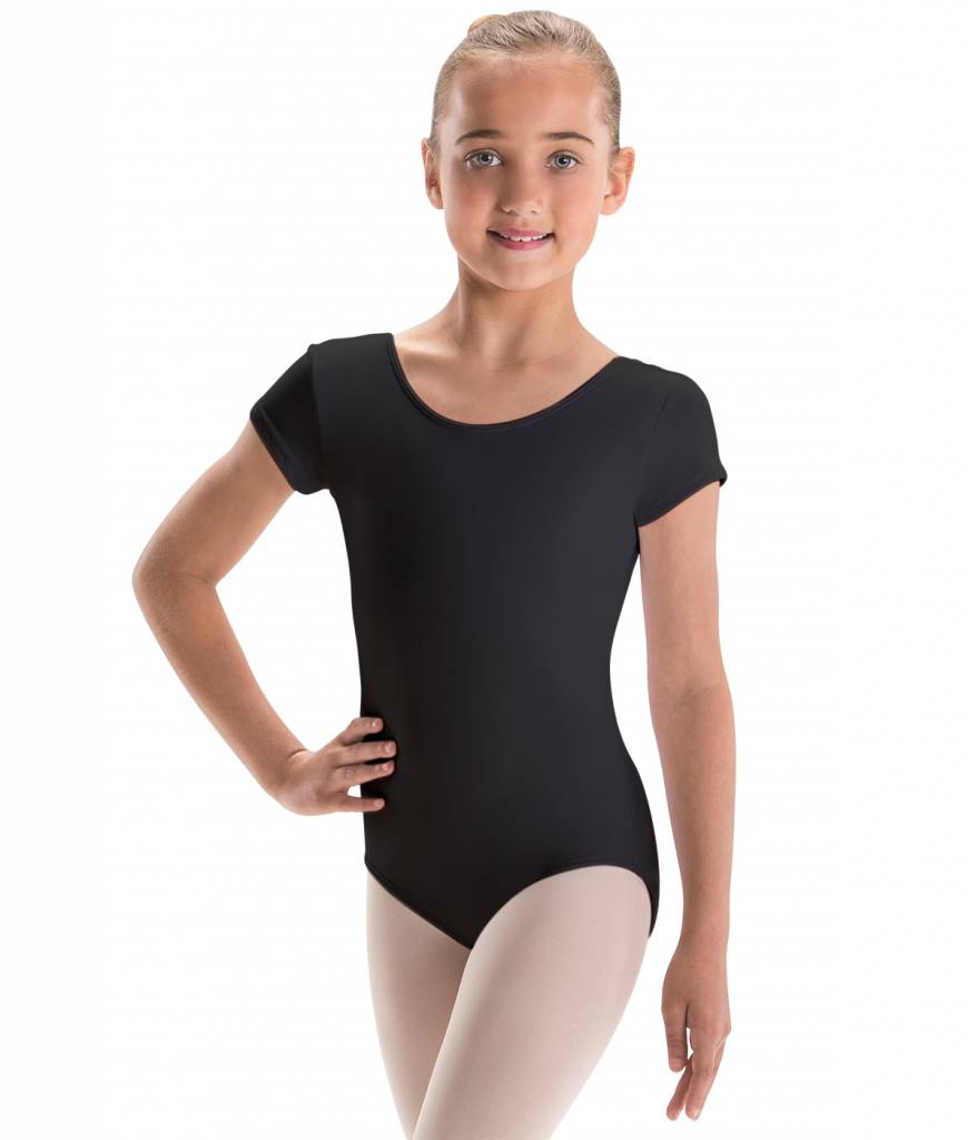 Black Classic Short Sleeve Ballet Leotard for Women - X-Small