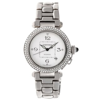 Cartier CARTIER PASHA 18K 35MM WHITE GOLD AND DIAMONDS