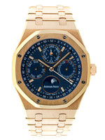 Audemars Piguet Royal Oak Perpetual Calendar Automatic in Rose Gold On Rose Gold Bracelet with Blue Dial 26574OR.OO.1220OR.02