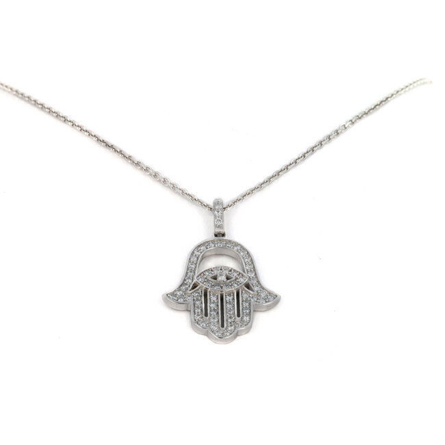 Jewellery 14K WHITE GOLD DIAMOND HAMSA CUSTOM NECKLACE
