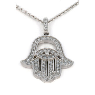 Jewellery 14K WHITE GOLD DIAMOND HAMSA CUSTOM NECKLACE
