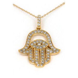 Jewellery 14K YELLOW GOLD DIAMOND HAMSA CUSTOM NECKLACE