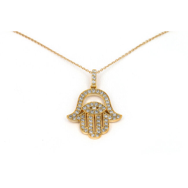 Jewellery 14K YELLOW GOLD DIAMOND HAMSA CUSTOM NECKLACE