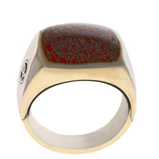 Other Brands David Yurman Sterling Silver Exotic Stone Dinosaur Bone Signet Ring